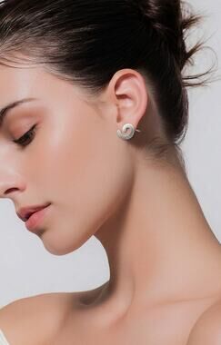 Jane Diaz Sterling Silver Semi Spiral Stud Earrings